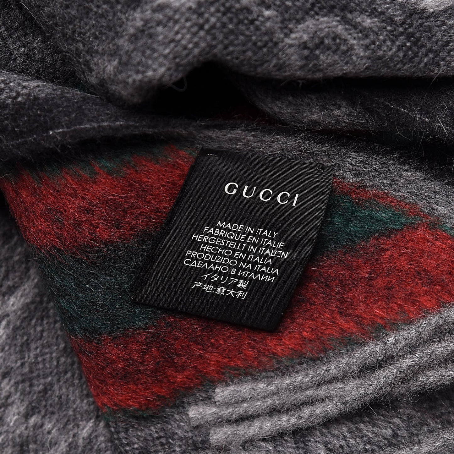 Wool Angora Monogram Web New Nikky Scarf Lead Dark Green