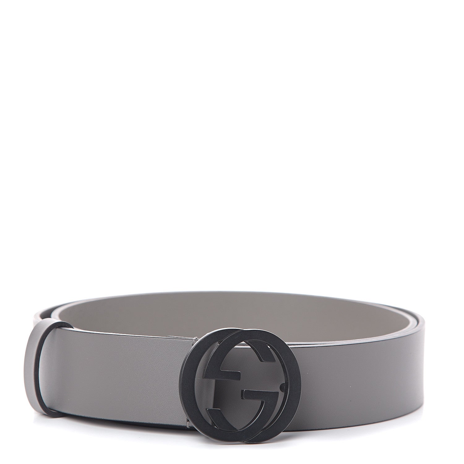 Gucci Calfskin Interlocking G 37mm Belt 100 40 Grey 1 of 5