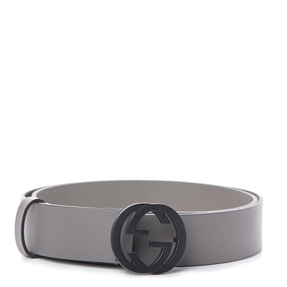 Gucci Calfskin Interlocking G 37mm Belt 100 40 Grey 1 of 5