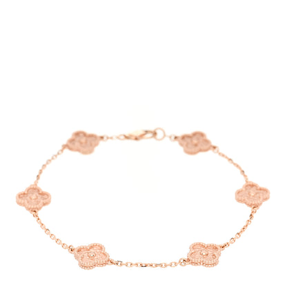 Van Cleef & Arpels 18K Rose Gold 6 Motifs Sweet Alhambra Bracelet 1 of 5