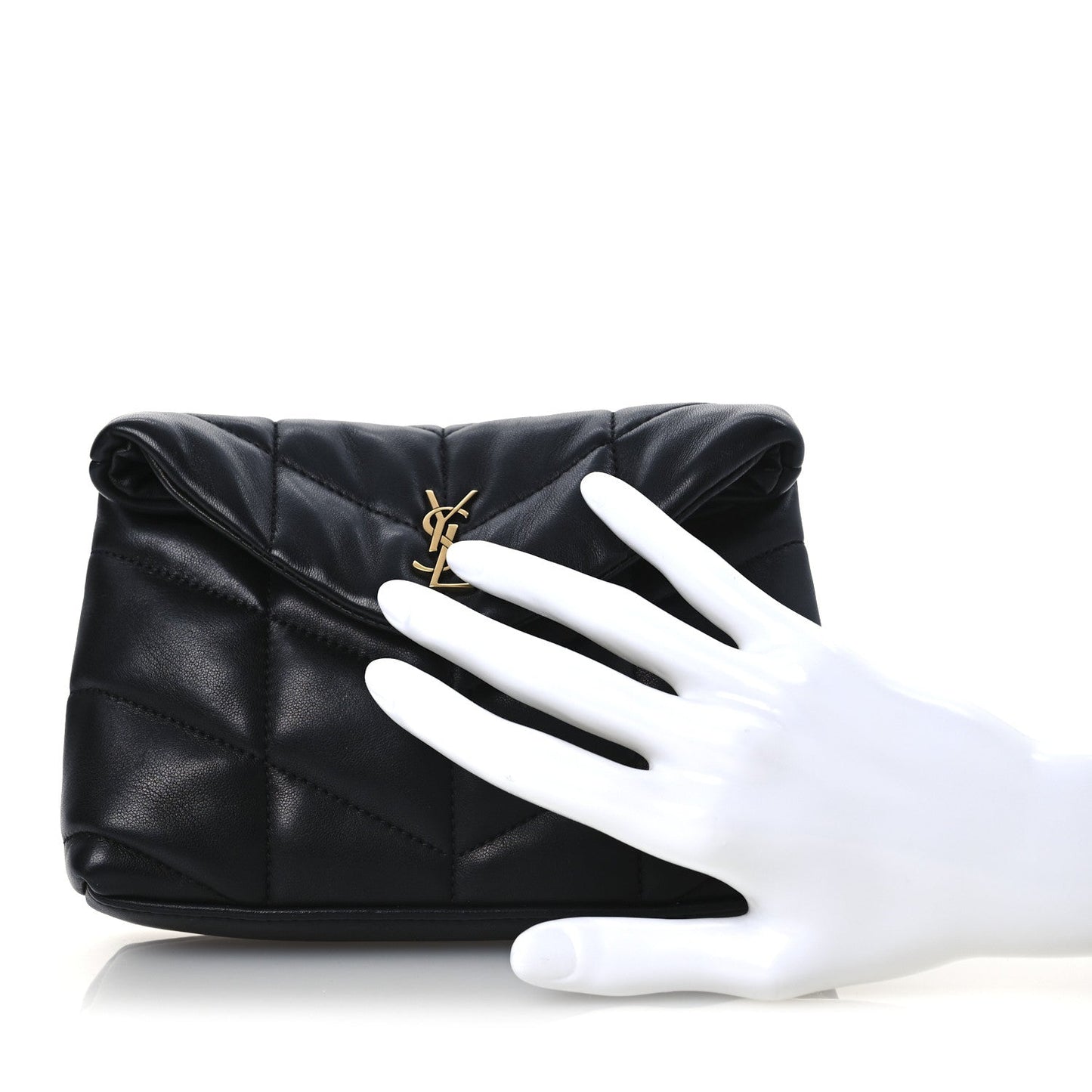 Lambskin Monogram Loulou Puffer Pouch Clutch Black