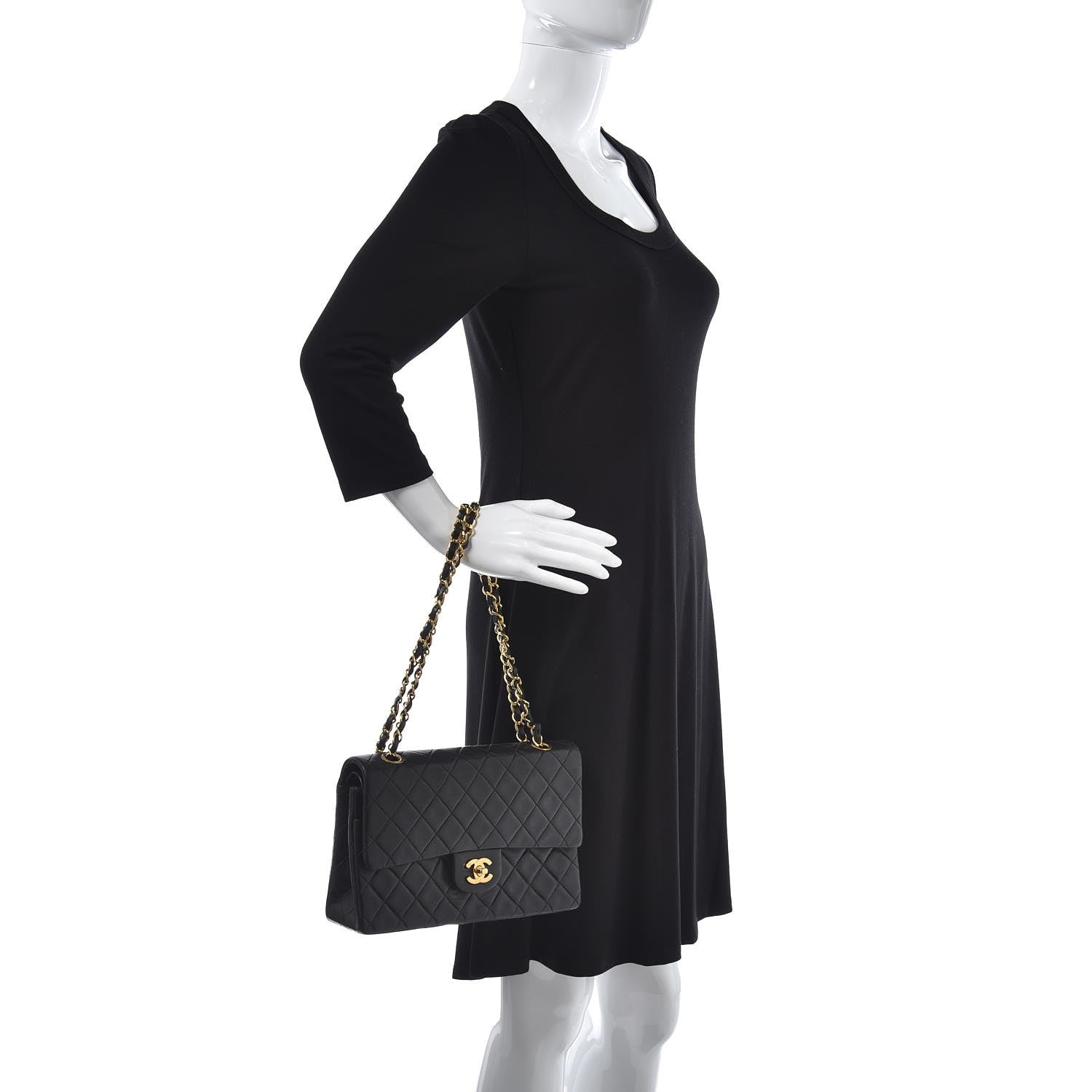 Chanel Lambskin Quilted Medium Double Flap Bag Black 2 of 13