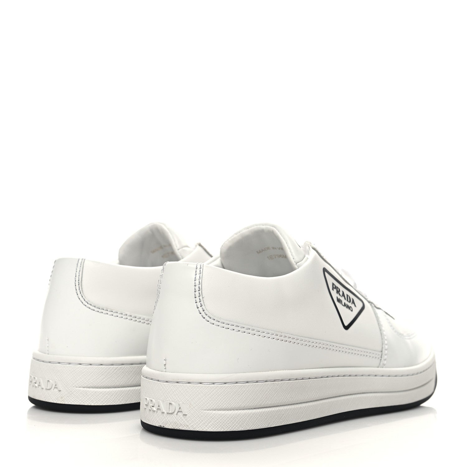 Prada Spazzolato Rois Vitello Soft Triangle Logo Womens Low Top Sneakers 38.5 White 4 of 8
