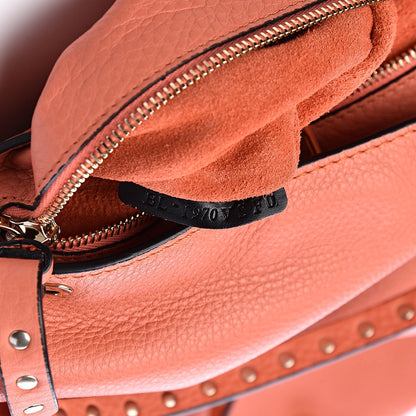 Valentino Garavani Pebbled Calfskin Medium Rockstud Tote Coral 7 of 10