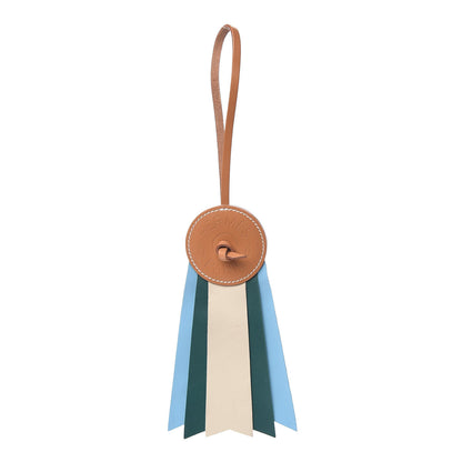 Hermes Vache Hunter Milo Lambskin Paddock Flot Bag Charm Natural Sable Craie Malachite Celeste 1 of 6