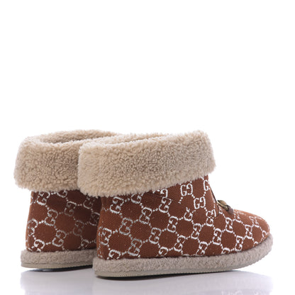 Gucci Canvas Wool Lame GG Monogram Womens Fria Horsebit Ankle Boots 39 Burnt Orange Silver Butterscotch 4 of 9
