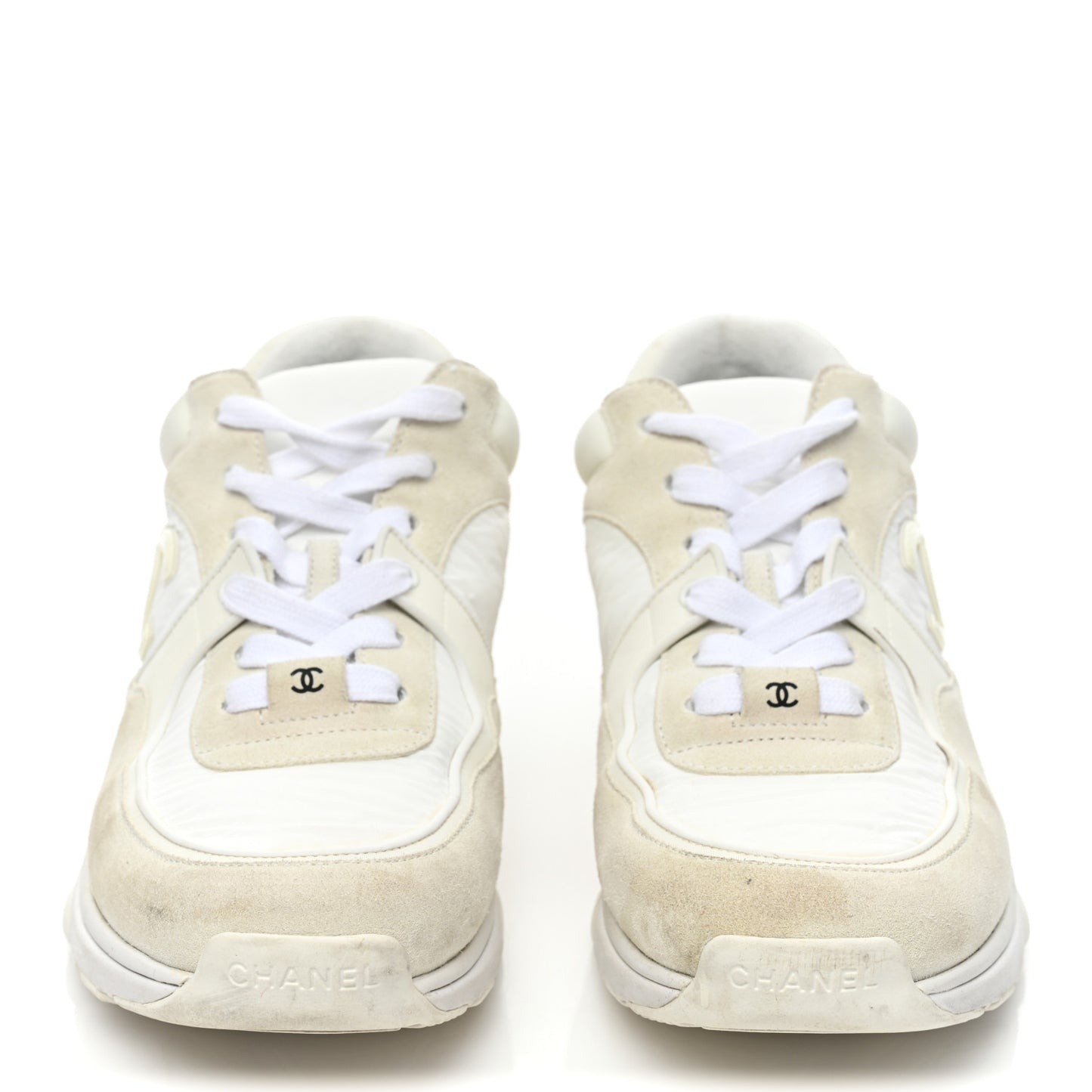 Suede Calfskin Fabric CC Sneakers 41 White