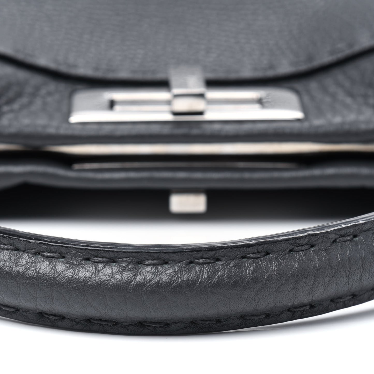 Cuoio Romano Selleria Bi-Color Medium Peekaboo Iconic Satchel Asfalto Latte
