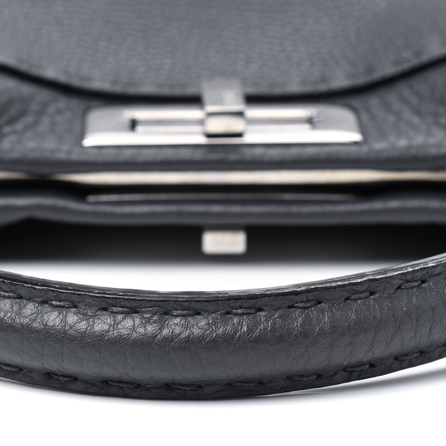Fendi Cuoio Romano Selleria Bi-Color Medium Peekaboo Iconic Satchel Asfalto Latte 18 of 18