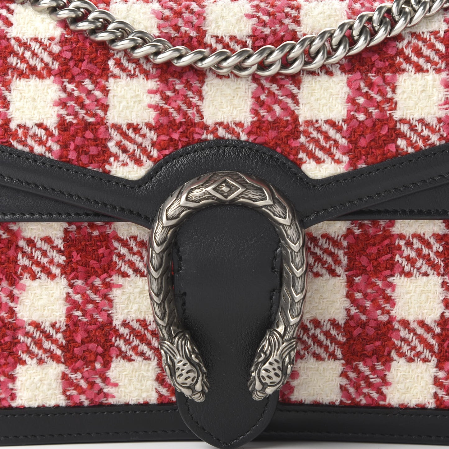 Tweed Check Small Dionysus Shoulder Bag Black Red