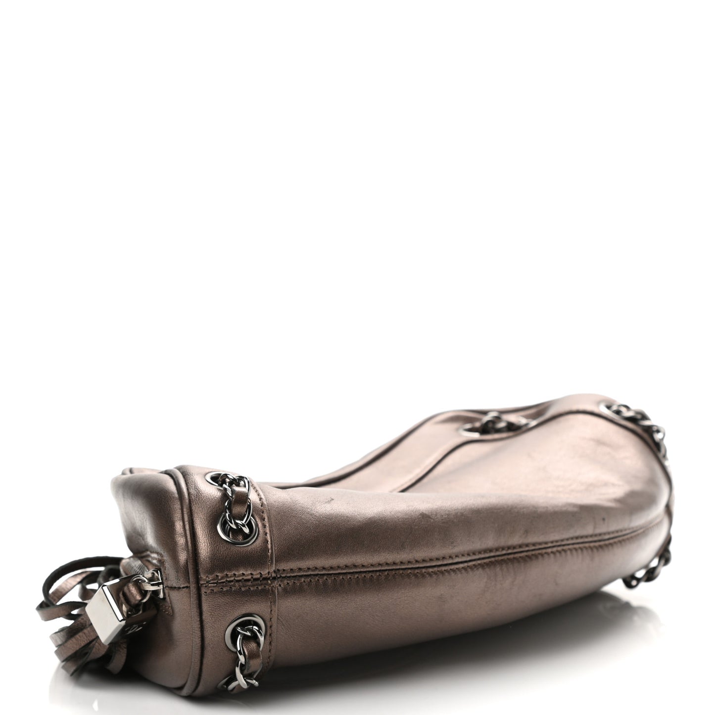 Metallic Lambskin Tassel Shoulder Bag Bronze
