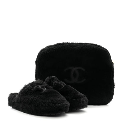 Chanel Shearling Lambskin CC Flat Mules 40 Black 9 of 15