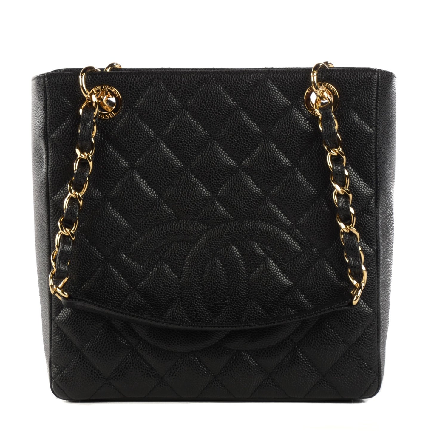 Caviar Quilted Petit Shopping Tote PST Black