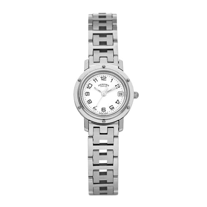 Hermes Stainless Steel 24mm Clipper Quartz Watch White 1 of 5