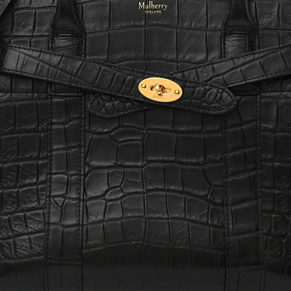 Mulberry Crocodile Embossed Calfskin Small Zipped Bayswater Black 7 of 9