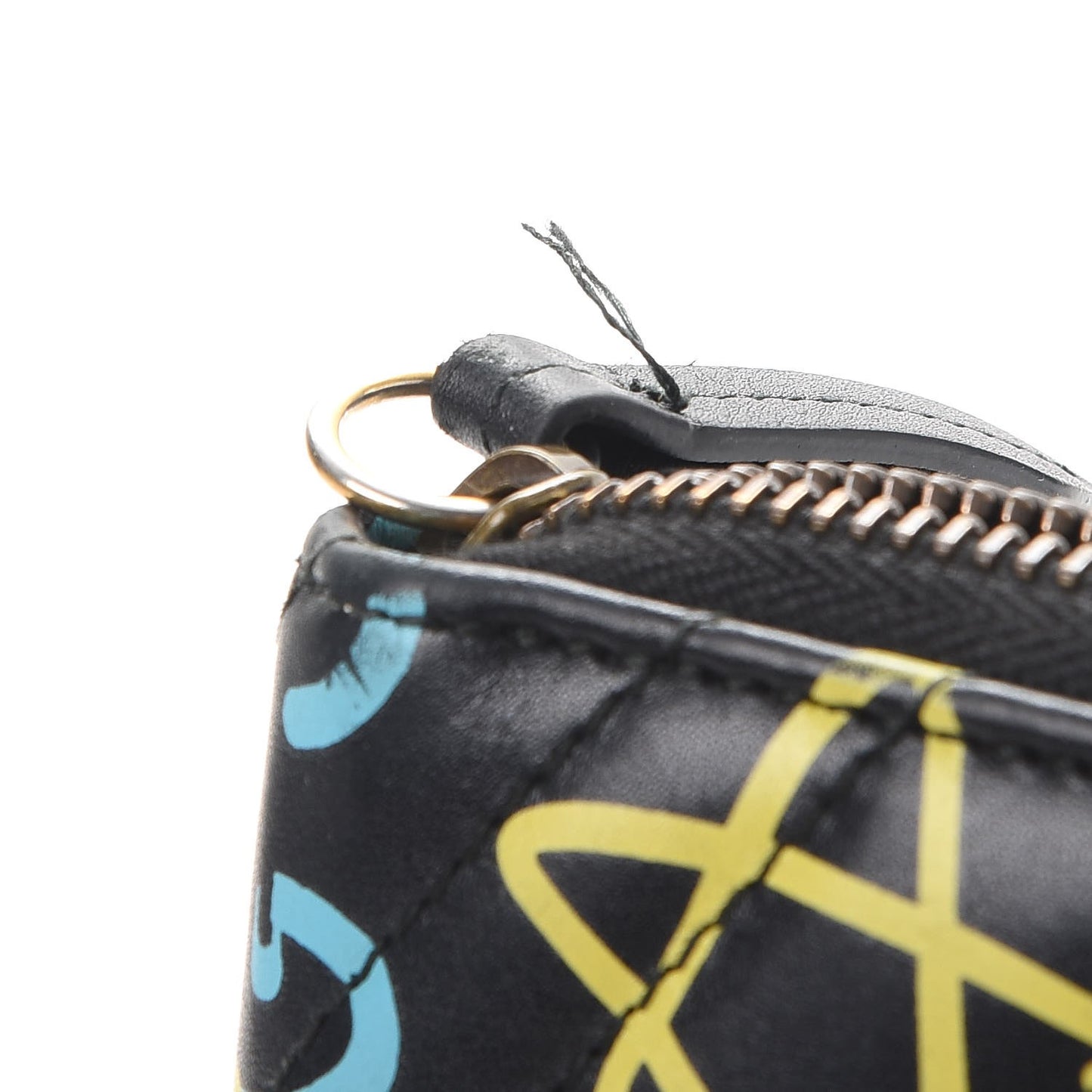 Calfskin Matelasse GucciGhost GG Marmont Zip Around Wallet Black New Acquamarine
