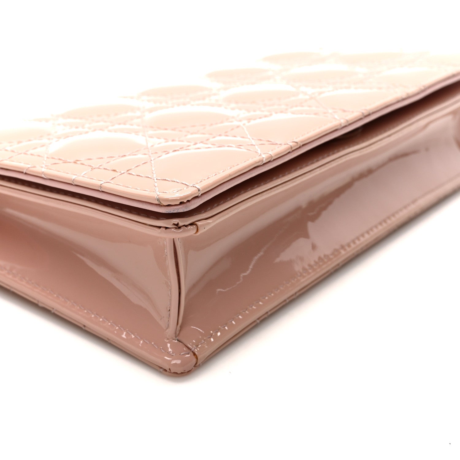 Christian Dior Patent Cannage Lady Dior Chain Wallet Rose Clair 8 of 9