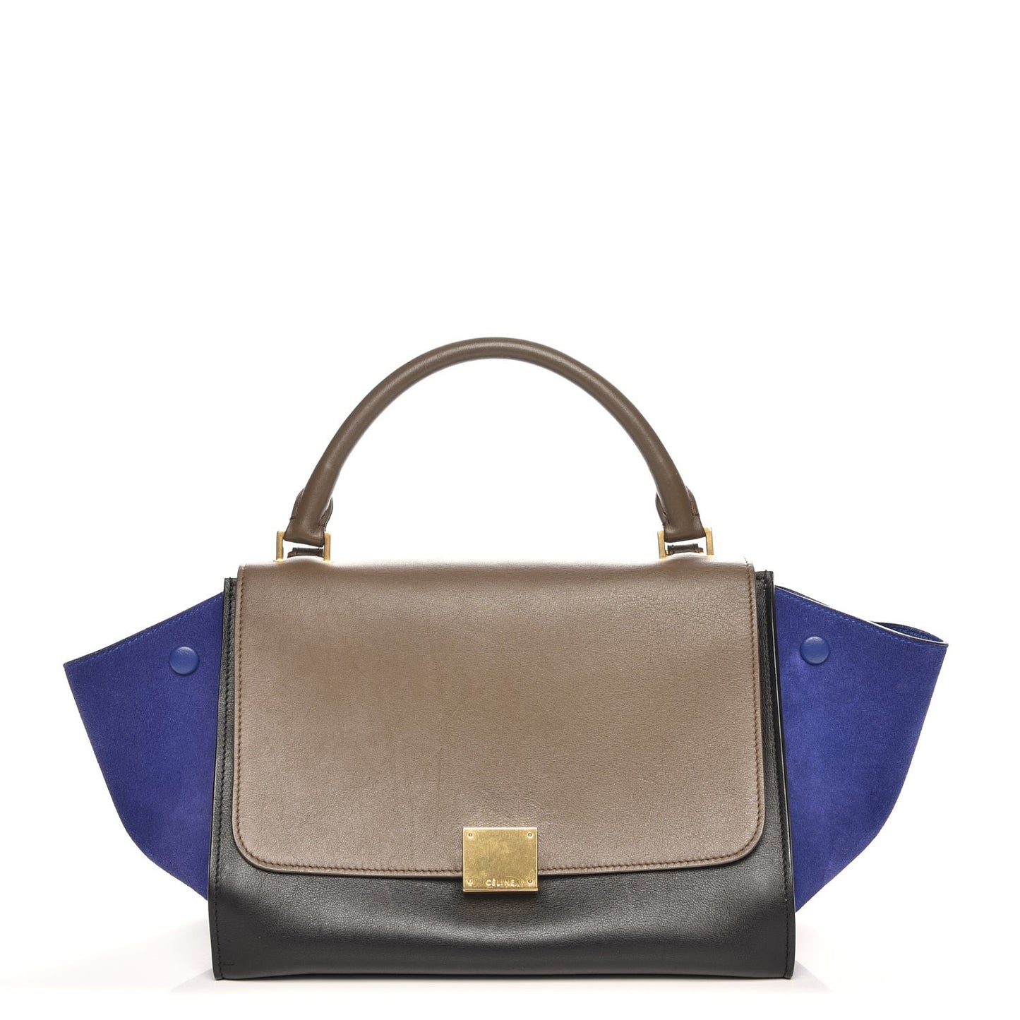 Smooth Calfskin Suede Small Tri-Color Trapeze Indigo