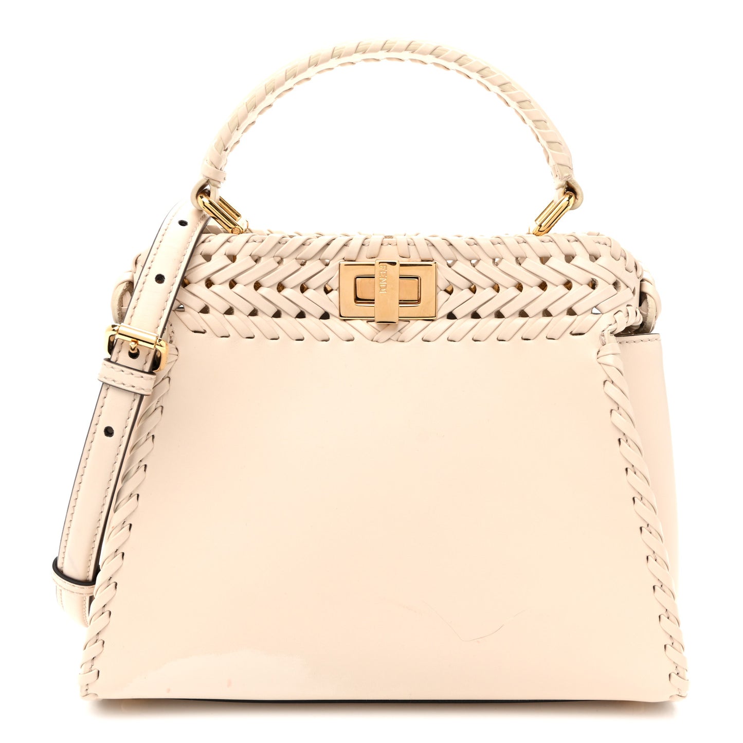 Nappa Interlace Mini Peekaboo Iconic Satchel Camelia