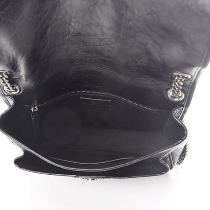 Saint Laurent Crinkled Calfskin Matelasse Monogram Medium Niki Chain Satchel Black 6 of 10