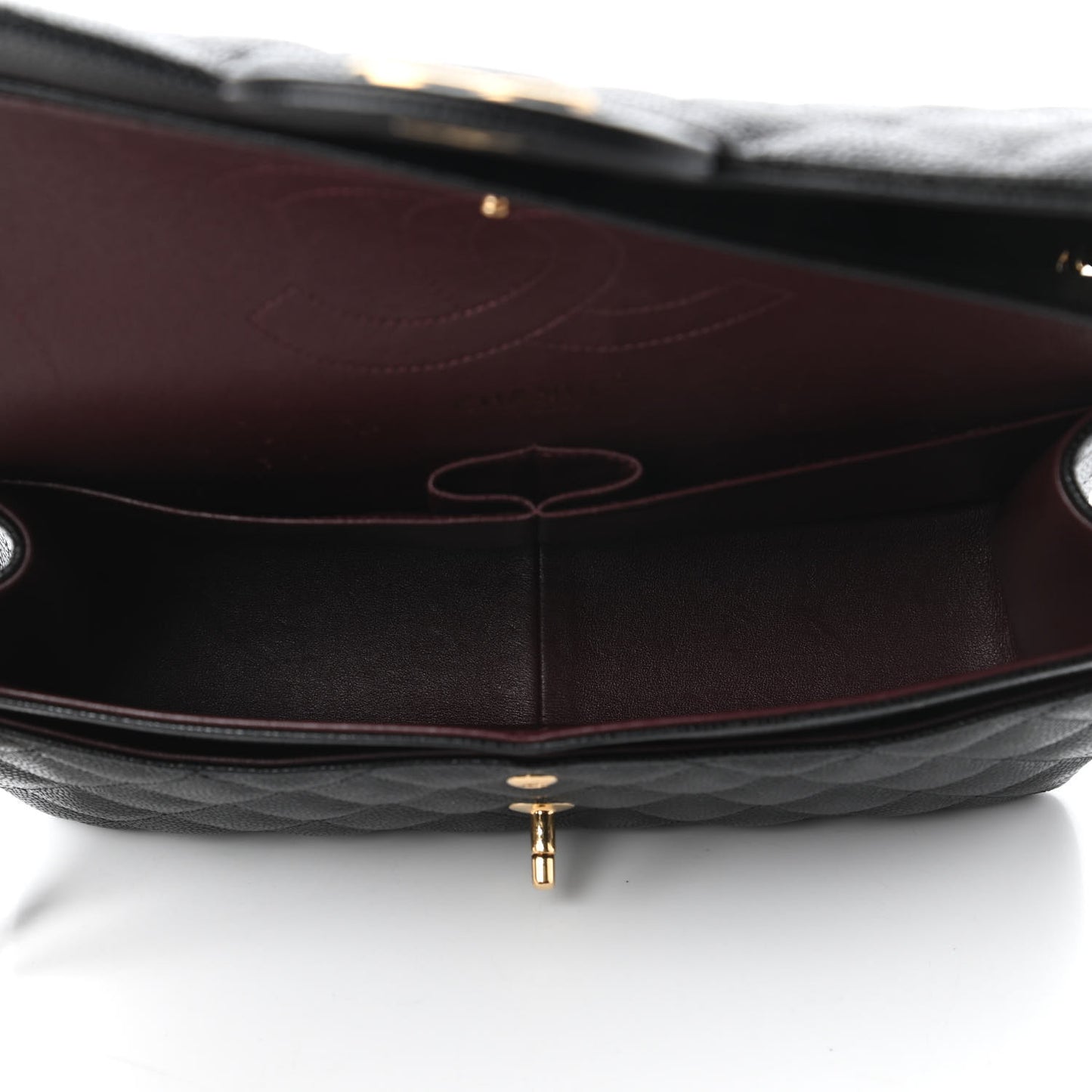 Caviar Quilted Jumbo Double Flap Black