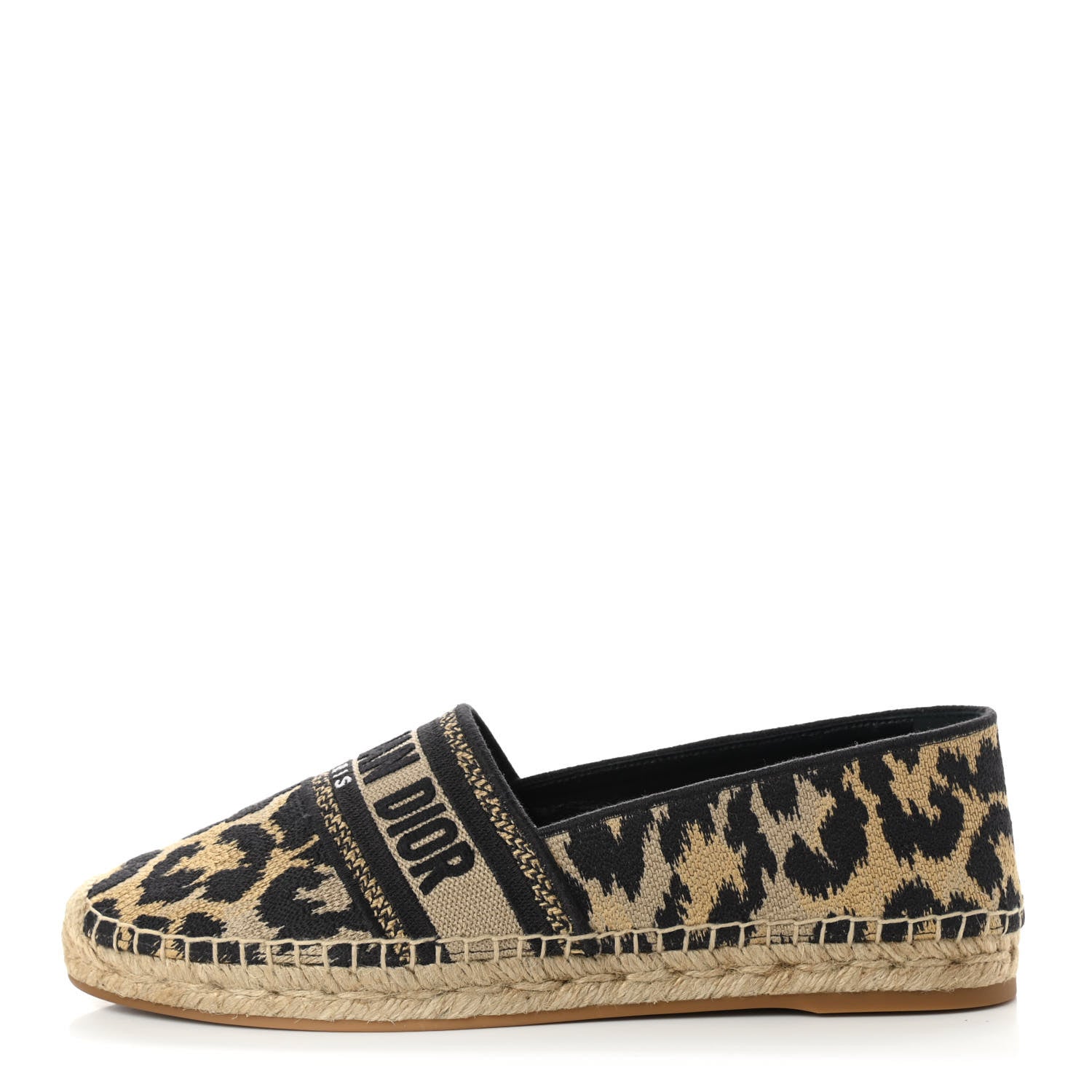 Christian Dior Cotton Embroidered Leopard Print Granville Espadrille 40 Natural 1 of 8