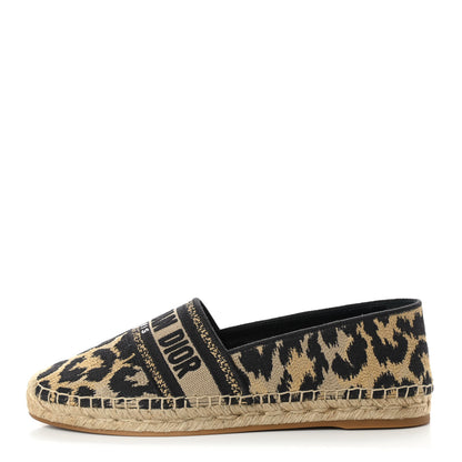 Christian Dior Cotton Embroidered Leopard Print Granville Espadrille 40 Natural 1 of 8