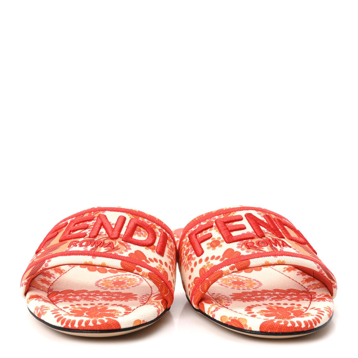 Canvas Bandana Logo Embroidered Flat Slide Sandals 39 Lava Dark Lava