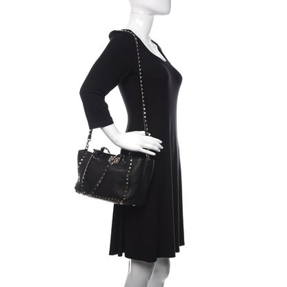 Valentino Garavani Grained Calfskin Small Rockstud Tote Black 2 of 10