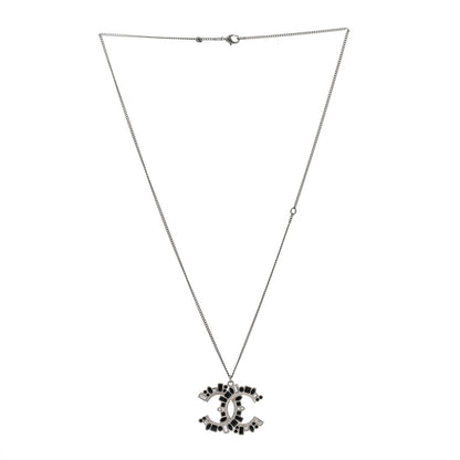 Chanel Baguette Crystal Large CC Necklace Silver Black 3 of 6