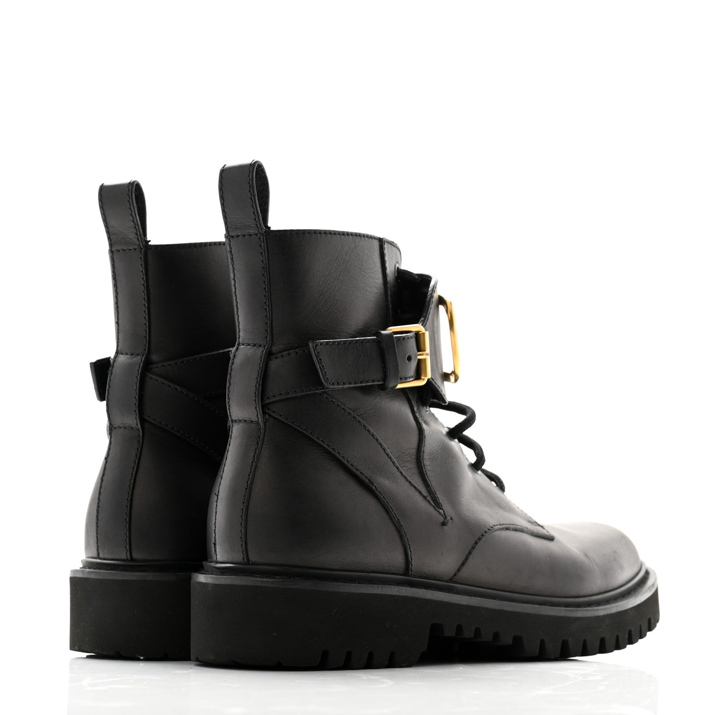 Calfskin Womens VLOGO 35mm Combat Boots 38.5 Black