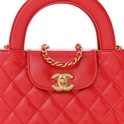 Chanel Shiny Aged Calfskin Quilted Nano Kelly Shopper Red 8 of 12