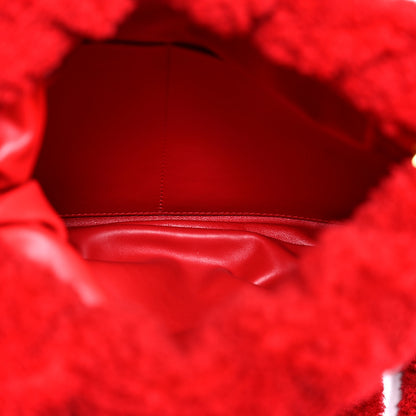 Bottega Veneta Curly Shearling Nappa The Fringe Pouch Shoulder Bag Scarlet 6 of 12