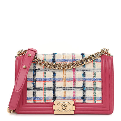 Chanel Lambskin Tweed Quilted Medium Boy Flap Dark Pink 1 of 11