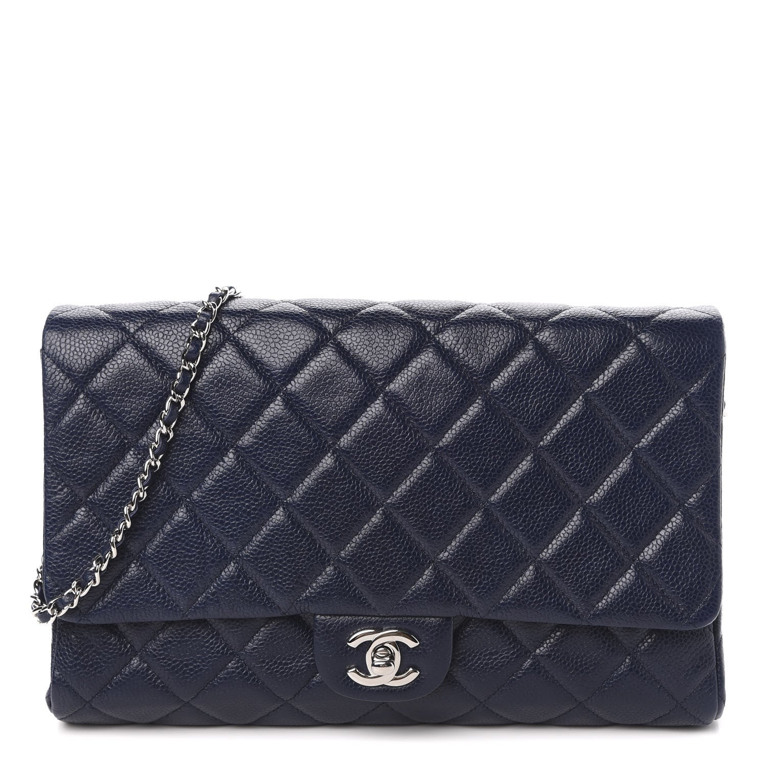 Chanel Caviar Quilted Clutch With Chain Flap Blue 1 of 11