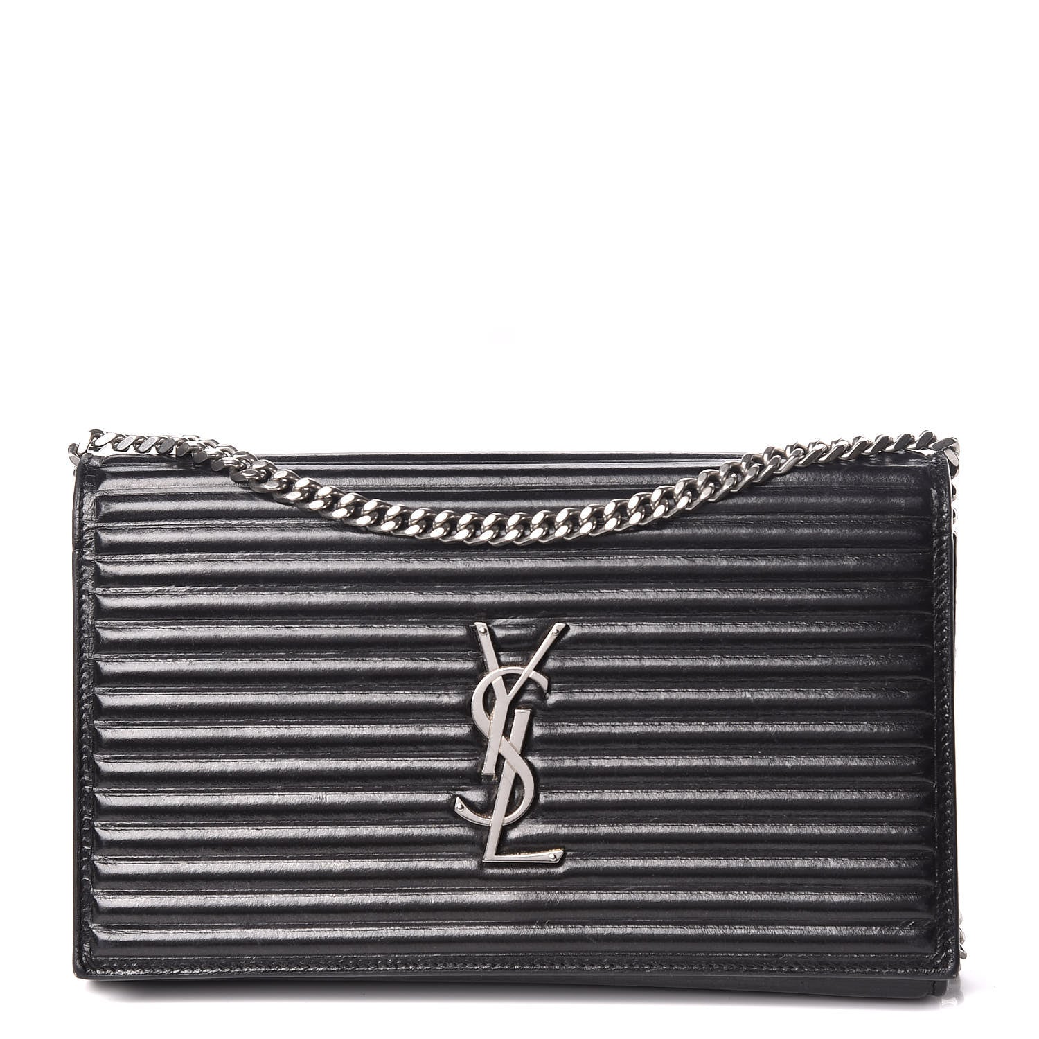 Saint Laurent Ribbed Calfskin Opium Monogram Chain Wallet Black 1 of 17