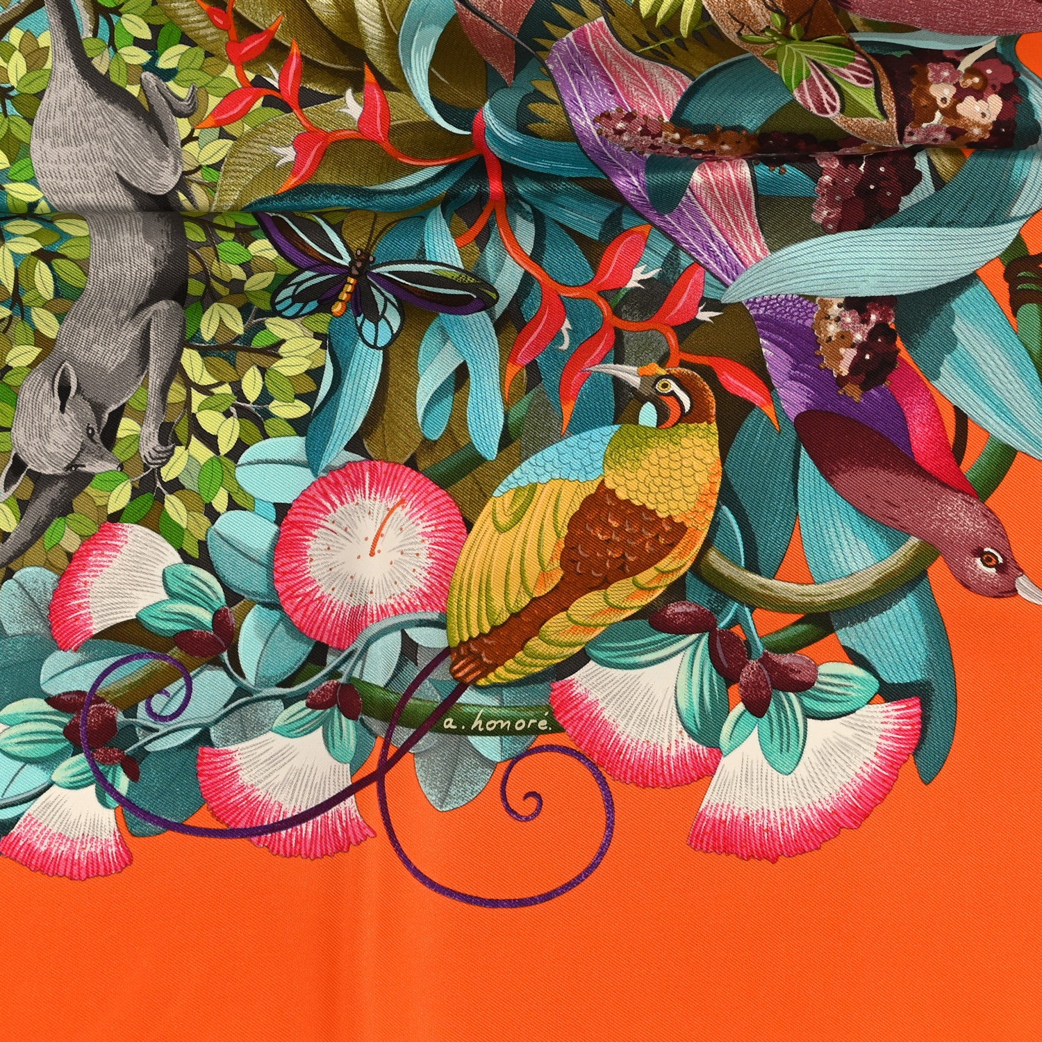 Hermes Silk Au Coeur de la Vie Scarf 90 Orange 3 of 4