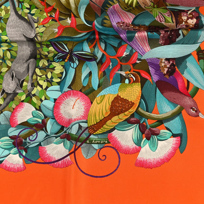 Hermes Silk Au Coeur de la Vie Scarf 90 Orange 3 of 4