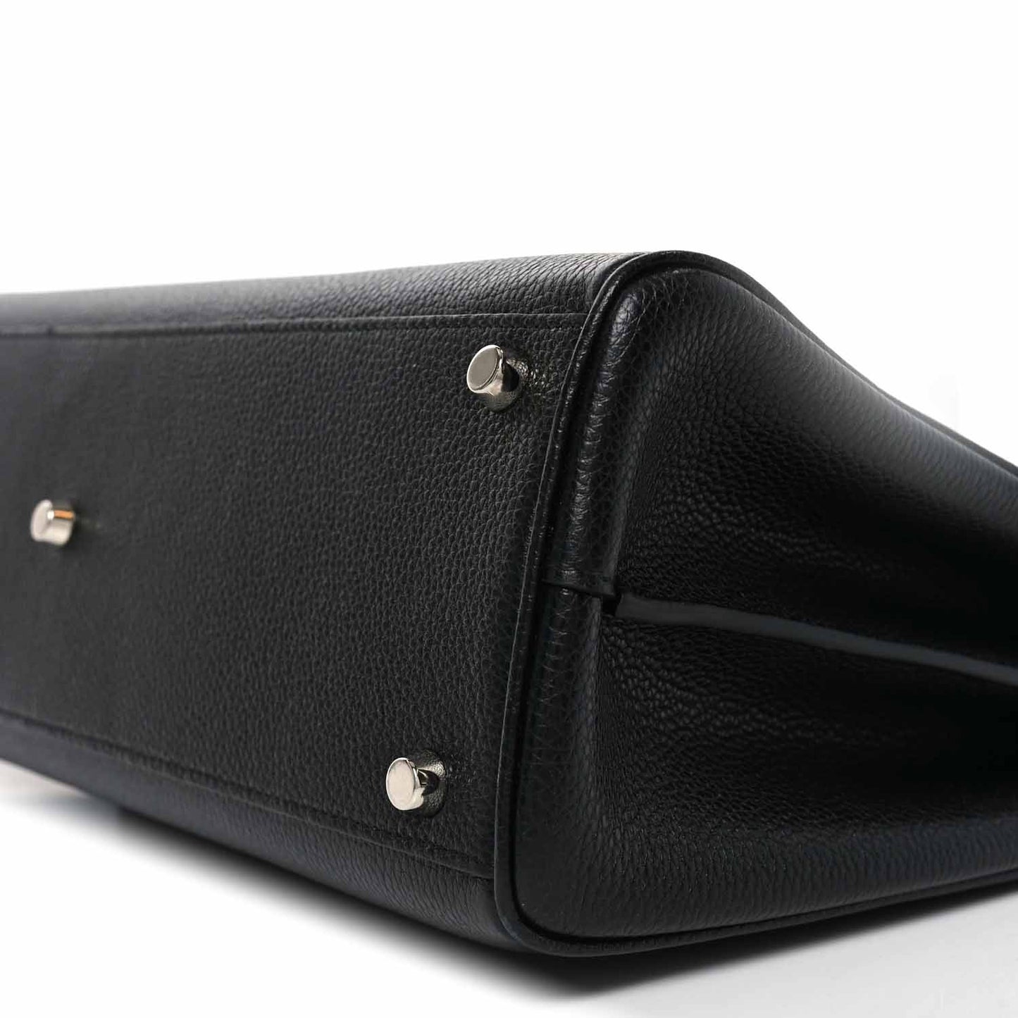 Grainy Calfskin Medium Zumi Top Handle Bag Black