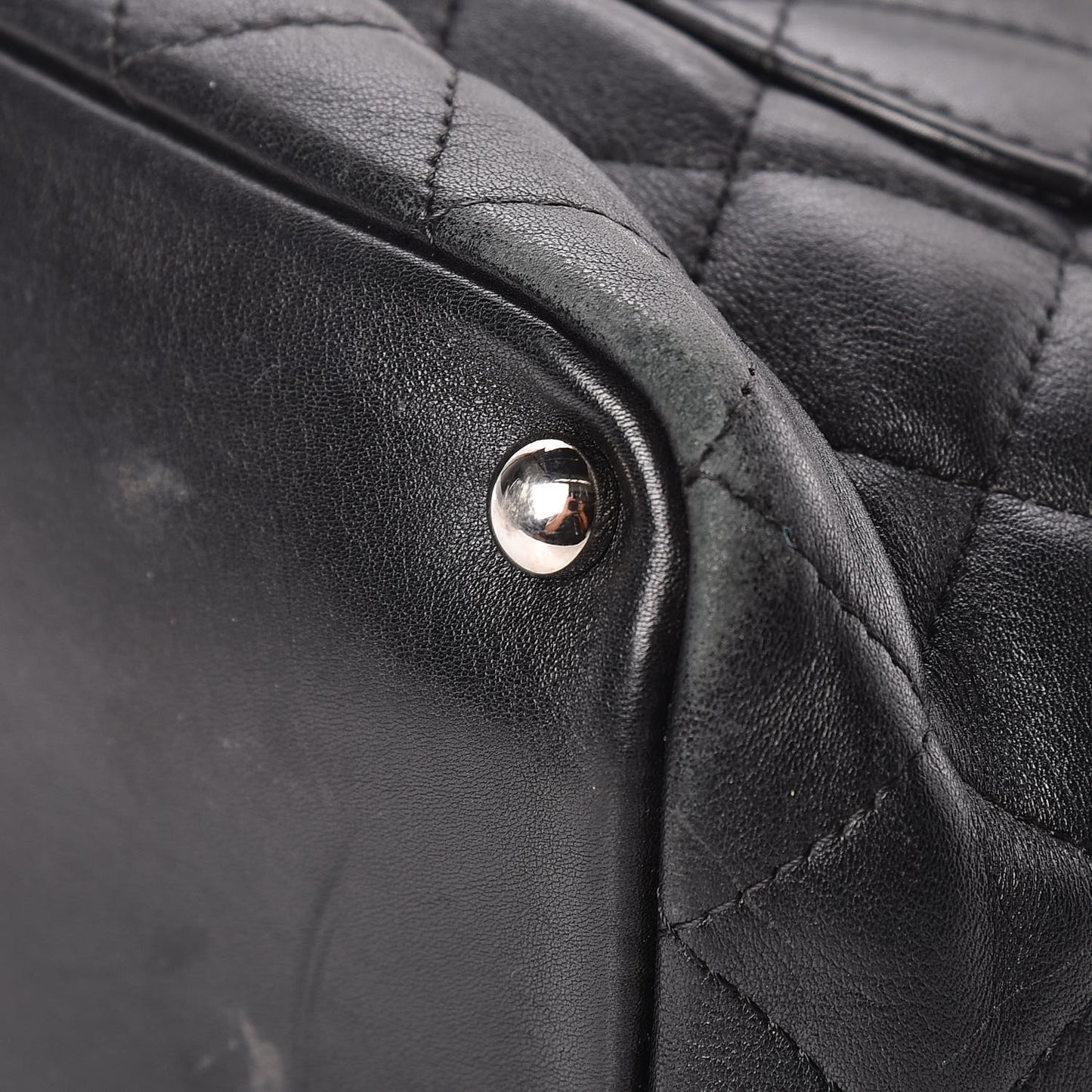 Calfskin Quilted Medium Cambon Tote Black White