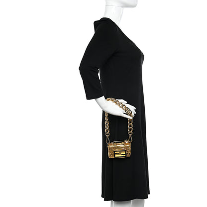 Fendi X VERSACE Metal Chainmail Mesh Fendace Nano Brooch Baguette Gold 2 of 8