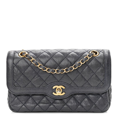 Chanel Crumpled Grained Calfskin Small Two Tone Flap Navy 1 of 10