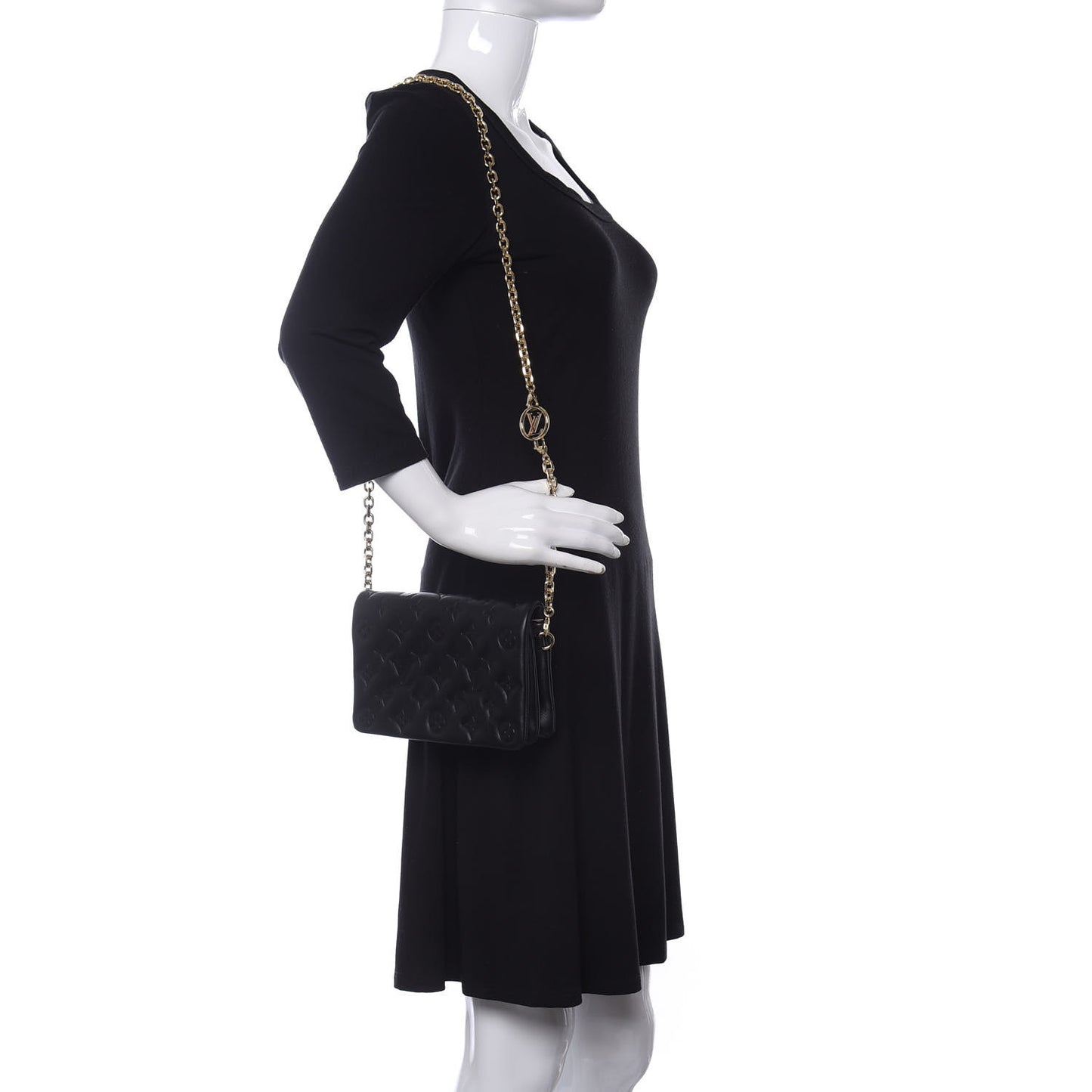 Lambskin Embossed Monogram Pochette Coussin Black