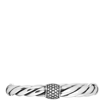 David Yurman Sterling Silver Diamond 10mm Metro Cable Station Bangle Bracelet 1 of 3