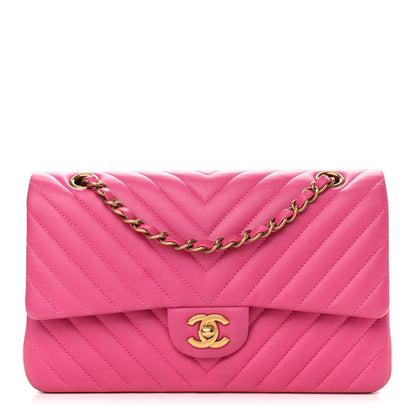 Chanel Lambskin Chevron Quilted Medium Double Flap Pink 1 of 13