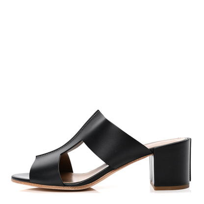 Hermes Calfskin Ostia Sandals 39 Black 1 of 4