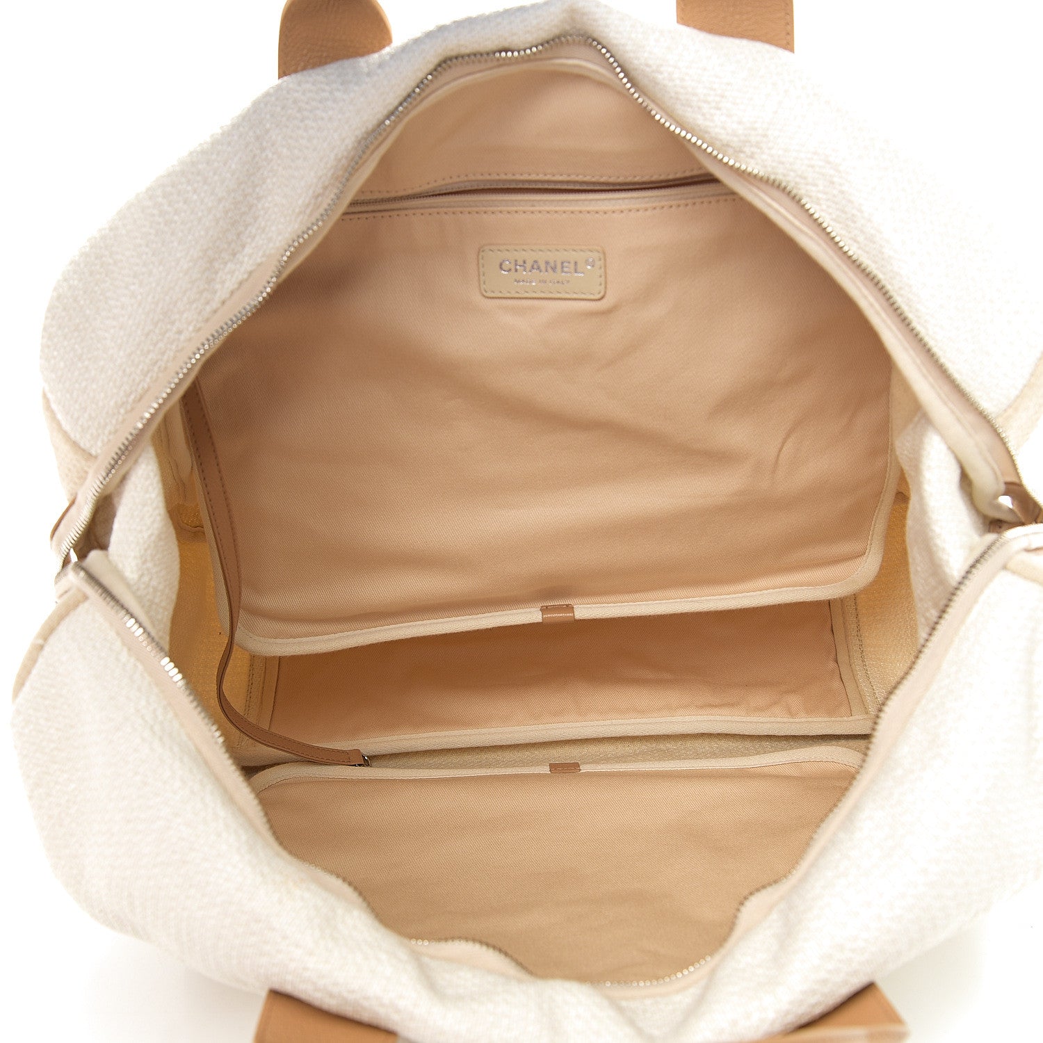 Chanel Canvas Maxi Bowling Bag White Beige 4 of 9
