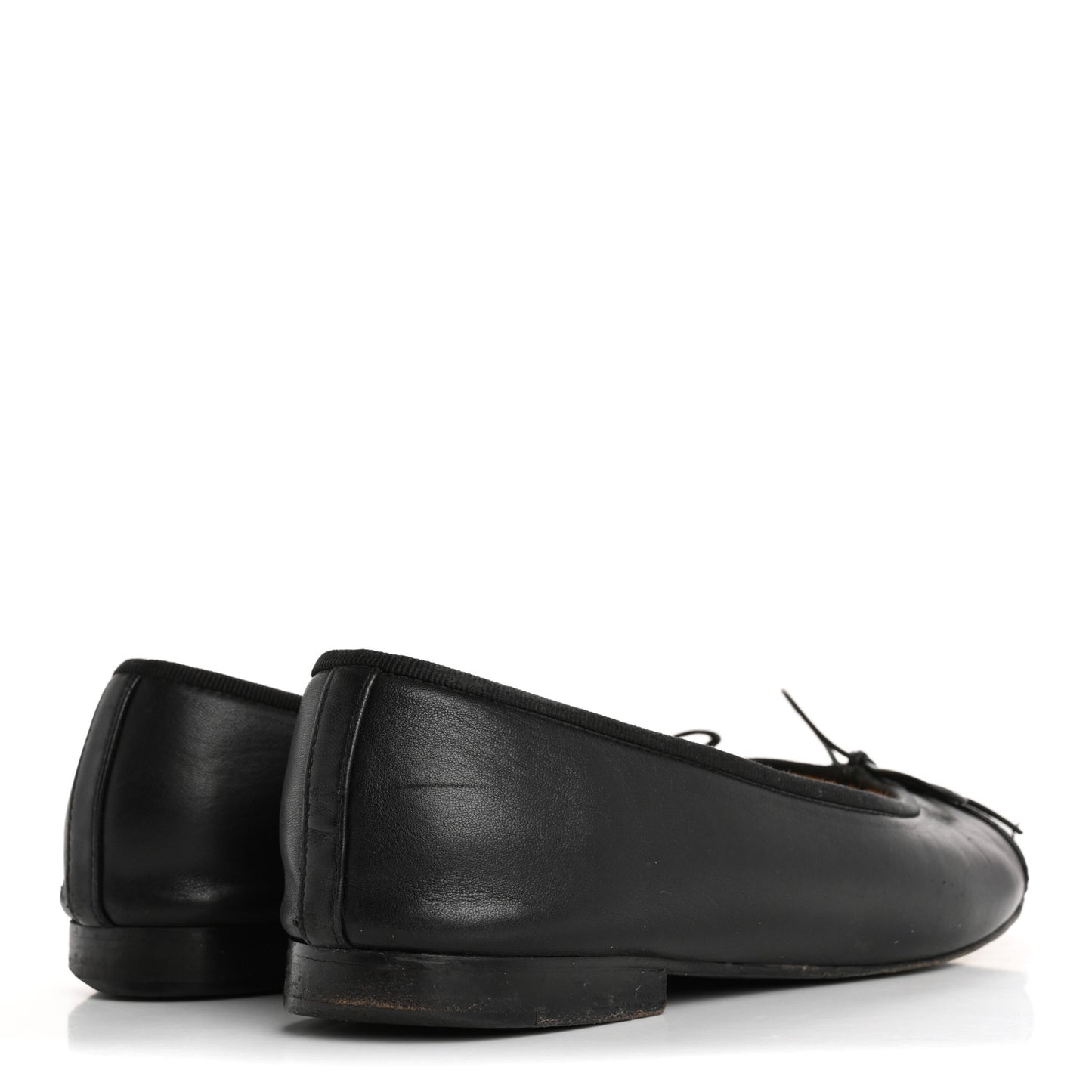 Lambskin Patent Cap Toe Ballerina Flats 39 Black