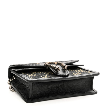 Gucci Jacquard Black Denim GG Monogram Super Mini Dionysus Shoulder Bag Black Ivory 4 of 9