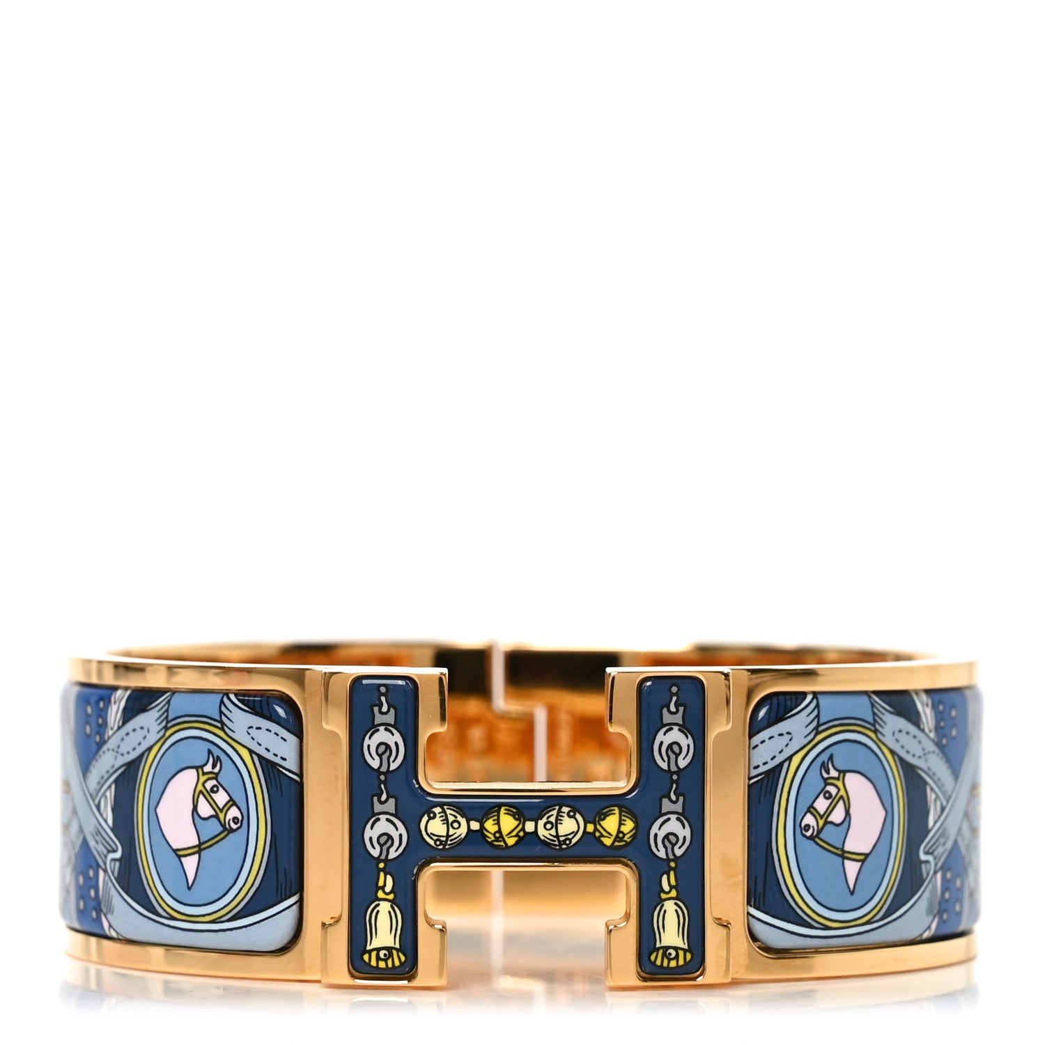 Hermes Enamel Printed Wide Bouquets Selliers Clic Clac H Bracelet PM Ecume 1 of 4